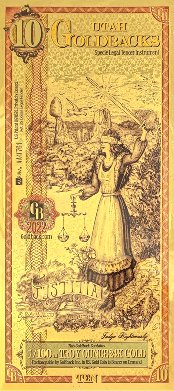 Goldback Notes Troy Oz 24K Gold-Backed Bills