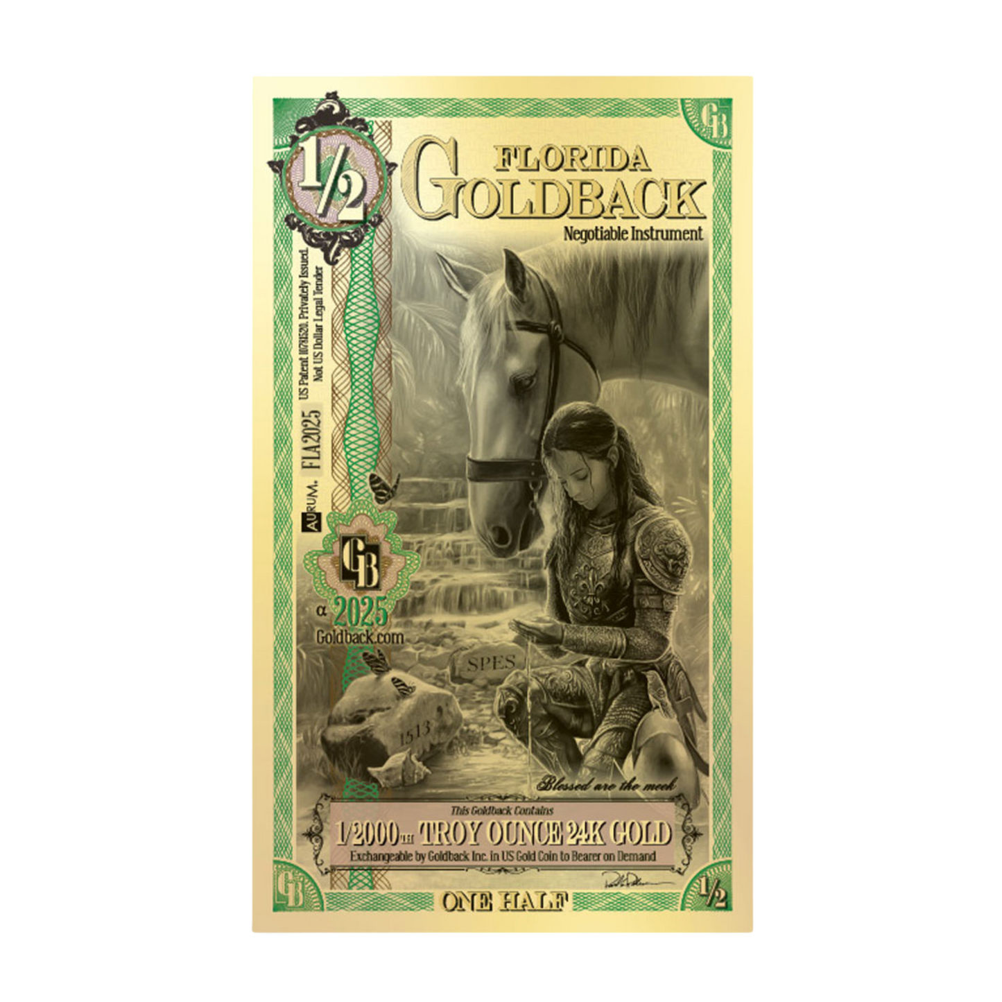 Florida Goldback Troy Oz 24K Gold-Backed Bill
