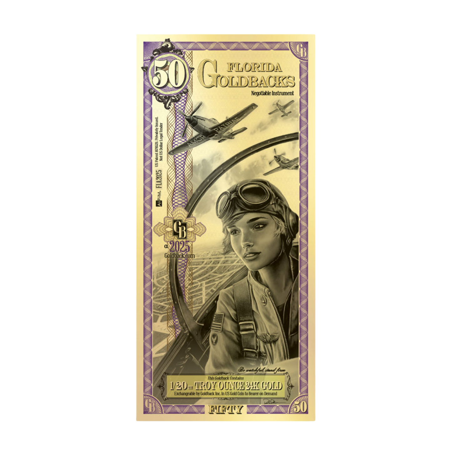 Florida Goldback Troy Oz 24K Gold-Backed Bill