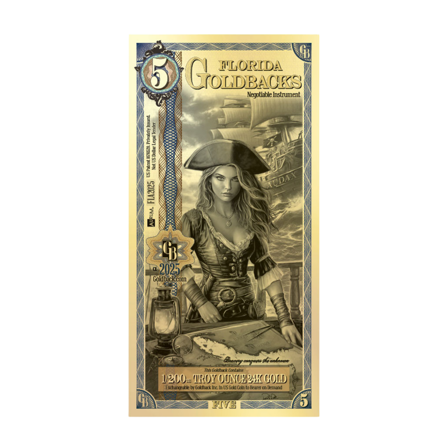 Florida Goldback Troy Oz 24K Gold-Backed Bill