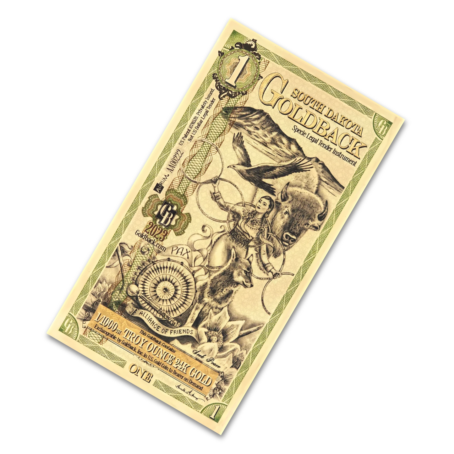 Goldback Notes Troy Oz 24K Gold-Backed Bills