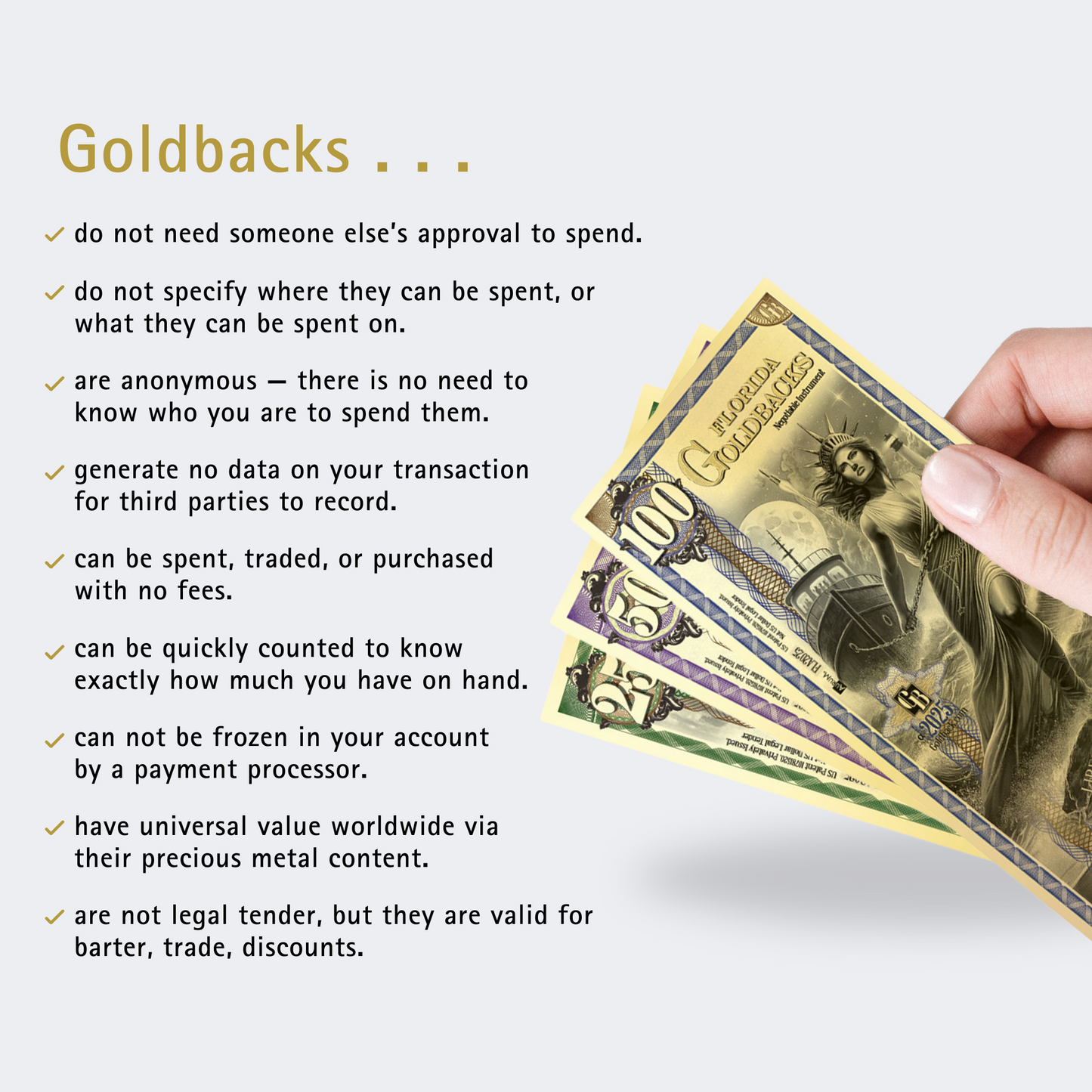 Florida Goldback Troy Oz 24K Gold-Backed Bill