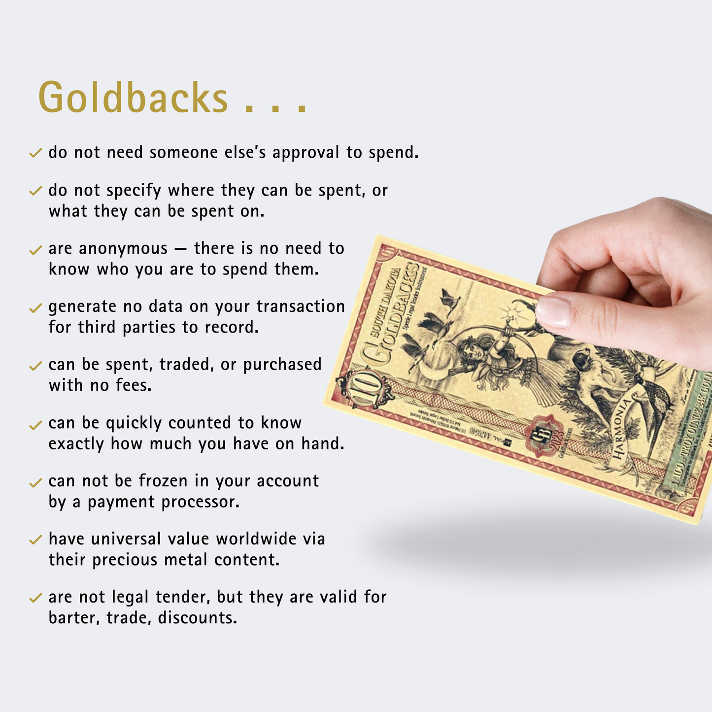 Florida Goldback Troy Oz 24K Gold-Backed Bill