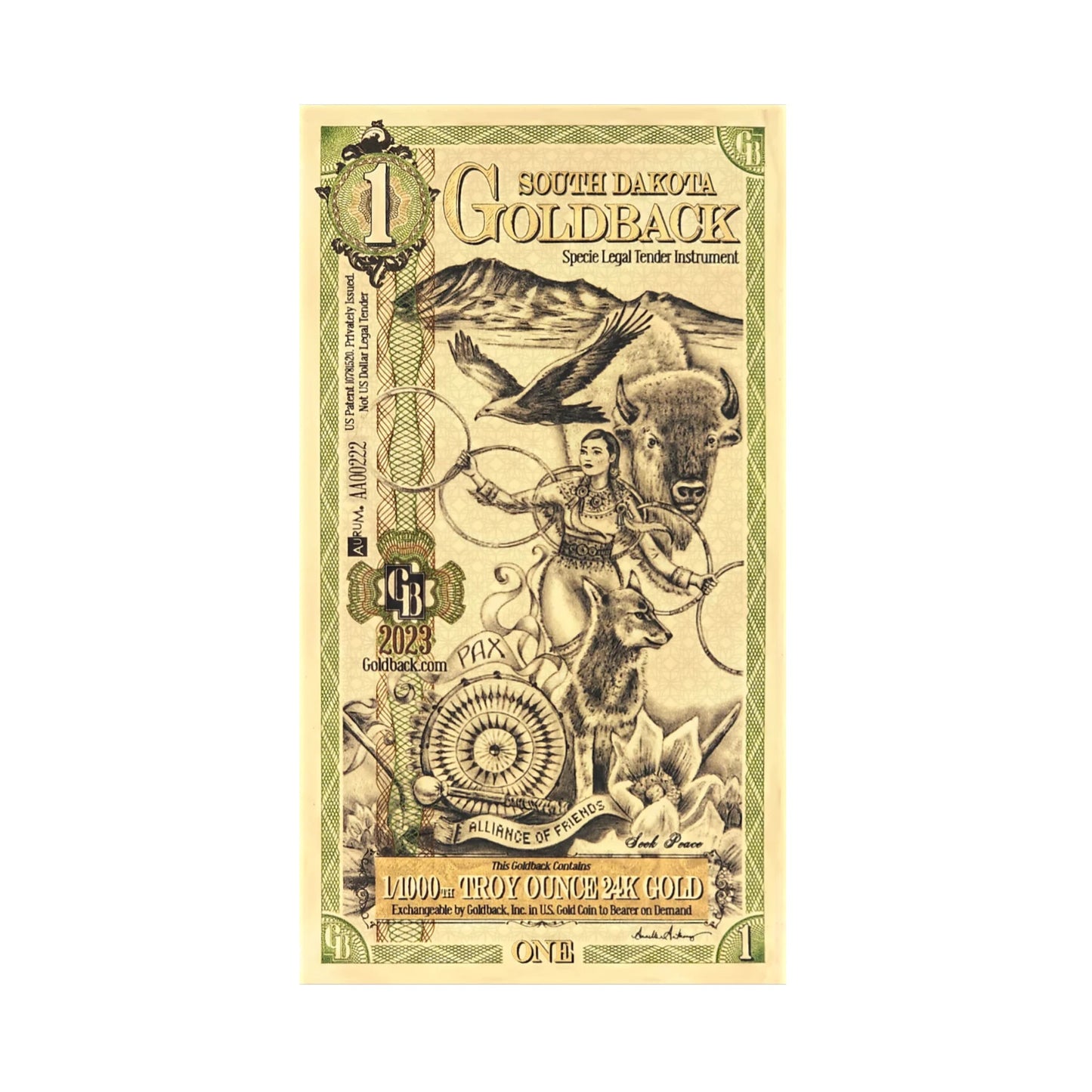 Goldback Notes Troy Oz 24K Gold-Backed Bills